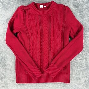 Gap Women’s XS Red Cableknit Crewneck Sweater 100% Cotton